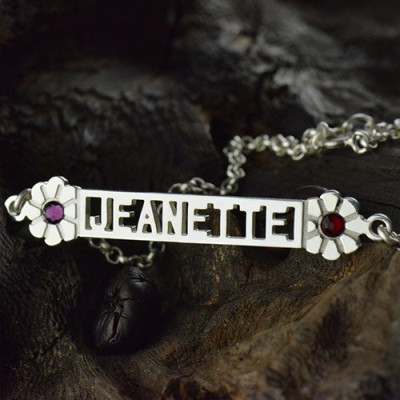 Customised Engraved ID Tag with Birthstone Bracelet for Teens