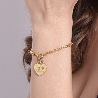 Personalised 18ct Gold Plated Monogram Heart Charm Bracelets
