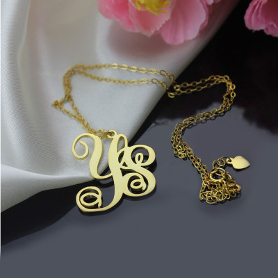 18ct Gold Plated Personalised 2 Initial Necklace in Vine Font