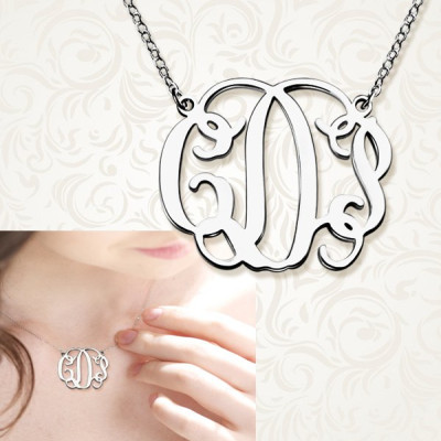 Custom Engraved Taylor Swift Monogram Pendant Necklace in Sterling Silver