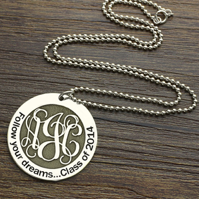 Personalised Graduation Monogram Necklace in Sterling Silver