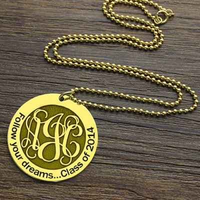 18ct Gold Plated Disc Monogram Necklace: Inspire to Follow Your Dreams