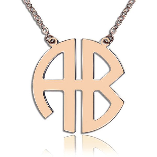 Customisable Solid Rose Gold Monogram Necklace - Initials Disc Pendant