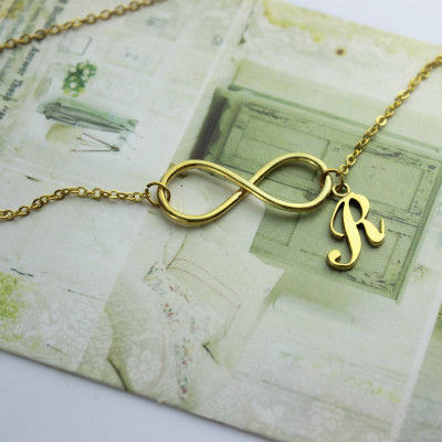 18ct Gold Plated Infinity Knot Initial Necklace