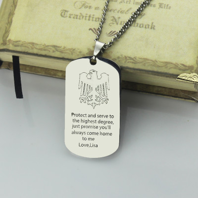 Personalised Men's Silver Eagle Dog Tag Name Necklace