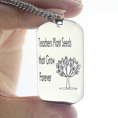 Men's Personalised Dog Tag Tree Name Pendant Necklace