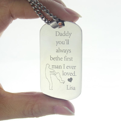 Custom Engraved Dad's Love Dog Tag Necklace