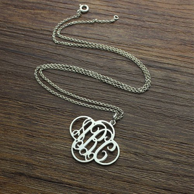Customised Monogram Clover Cut-Out Silver Necklace