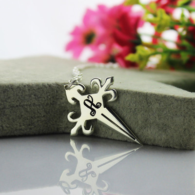 Personalised Silver Cross Name Necklace by St James