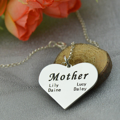 Sterling Silver 'Mother' Family Heart Necklace