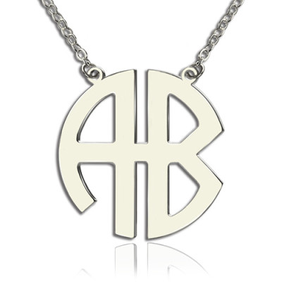 Personailzed Silver Two Initial Block Monogram Pendant - By The Name Necklace;