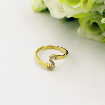 Custom Birthstone Initial Ring 18ct Gold Plated  - By The Name Necklace;