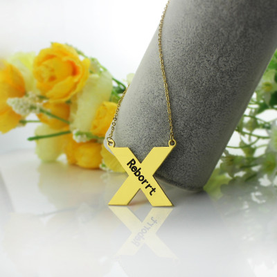 18ct Gold Plated Silver Personalised St. Andrew Cross Name Necklace