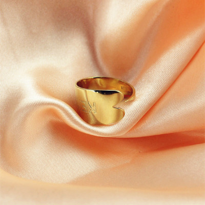 18ct Gold Plated Name Engraved Cuff Rings With My Engraved