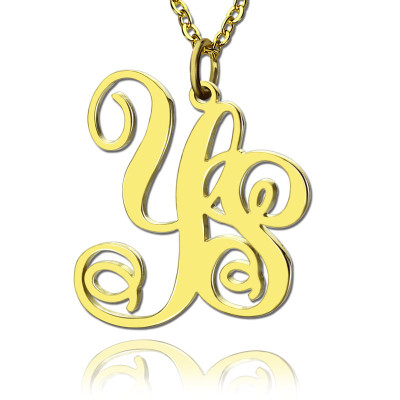 18ct Gold Plated Personalised 2 Initial Necklace in Vine Font