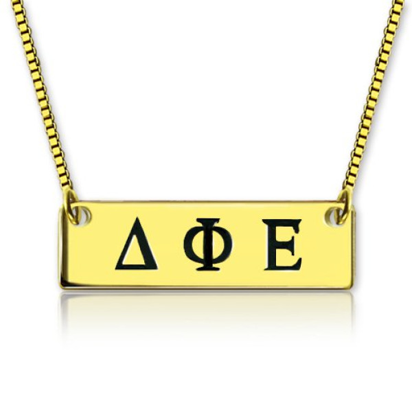 Personalised Greek Alphabet Sorority Bar Necklace 18ct Gold Plated Jewellery