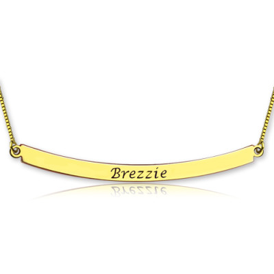 Engraved 18K Gold Plated Custom Curved Bar Necklace