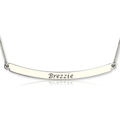 Curved Bar Pendant Necklace Sterling Silver - By The Name Necklace;