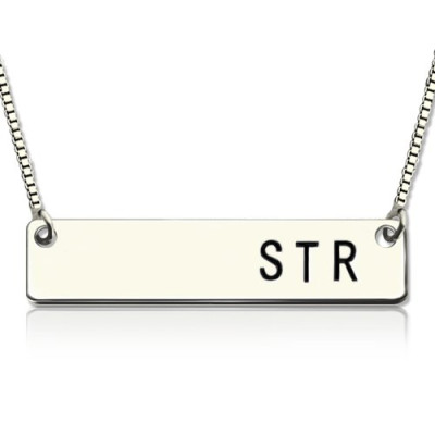 Sterling Silver Personalised Letter Bar Pendant Necklace