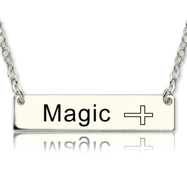 Sterling Silver Nameplate Bar Necklace with Icon Detail