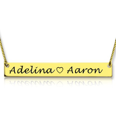 Customisable Gold Bar Double Name Engraved Necklace