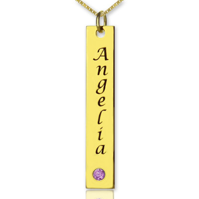 Personalised Name Tag Bar Necklace in 18ct Gold Plated - By The Name Necklace;