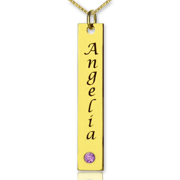 Customised Name Bar Pendant Necklace 18ct Gold Plated