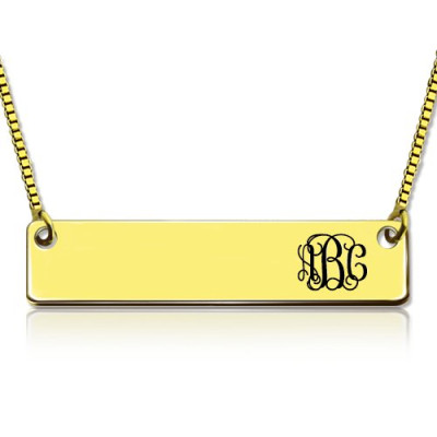 Personalised 18ct Gold Plated Initial Bar Necklace Monogram - By The Name Necklace;