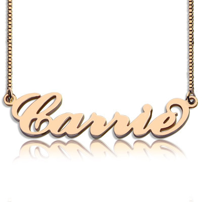 Carrie Name Necklace  Box Chain In 18ct Rose Gold Plated - By The Name Necklace;