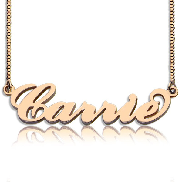 18ct Rose Gold Plated Carrie Name Necklace Box Chain