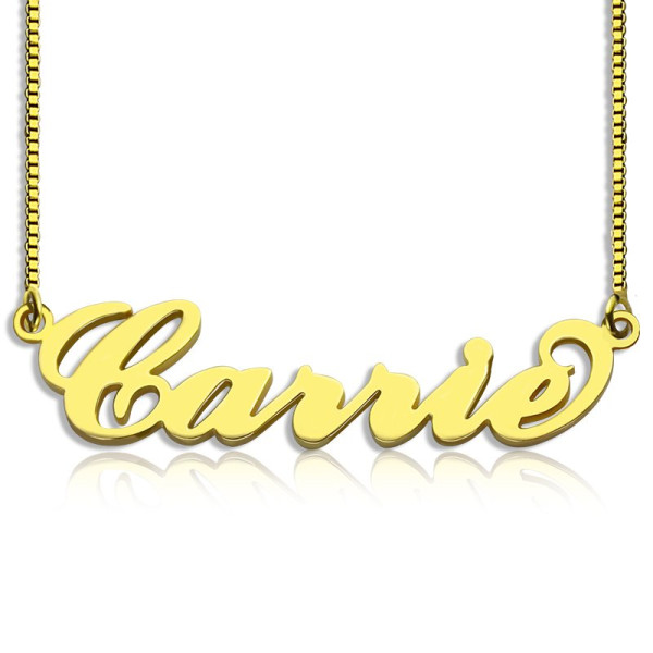 Gold-Plated "Carrie" Name Necklace with Box Chain - Sex and the City