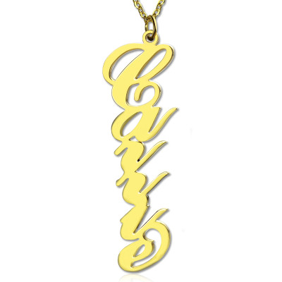 Solid Gold 18ct Personalised Vertical Carrie Style Name Necklace - By The Name Necklace;
