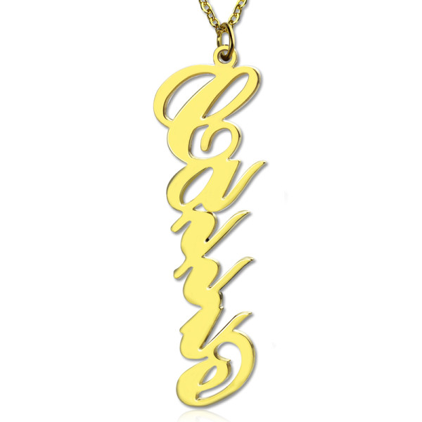 18ct Solid Gold Vertical Name Necklace - Customised Carrie Style