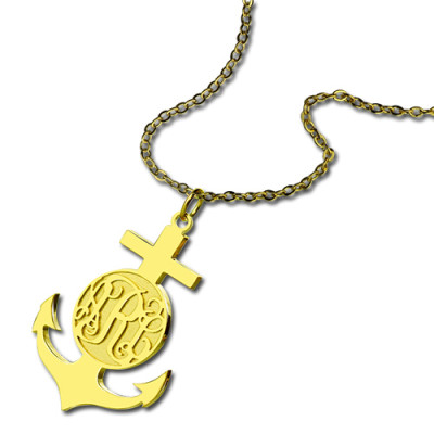 18ct Gold Plated Anchor Monogram Initial Necklace - By The Name Necklace;