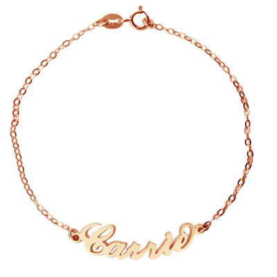 Rose Gold Plated Silver 925 Carrie Style Name Bracelet - By The Name Necklace;