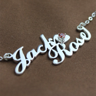 Custom Double Name Sterling Silver Nameplate Necklace, Personalised Gift