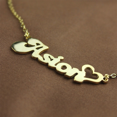 Personalised Gold Plated Heart Name Necklace