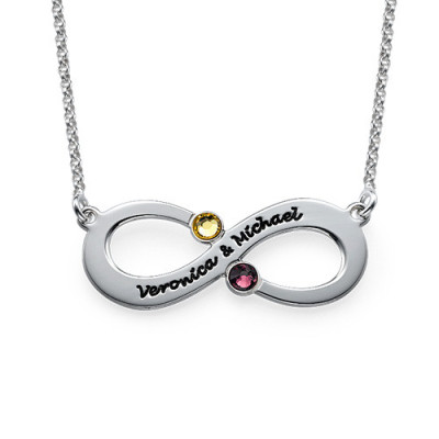 Couple's Infinity Necklace with Birthstones  - By The Name Necklace;