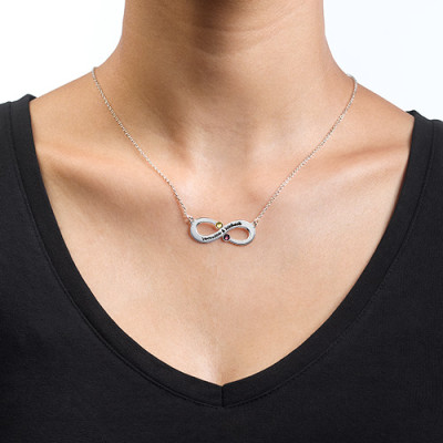Couple's Infinity Necklace with Birthstones  - By The Name Necklace;