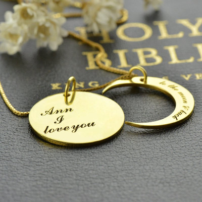18ct Gold Plated I Love You to The Moon and Back Pendant Necklace