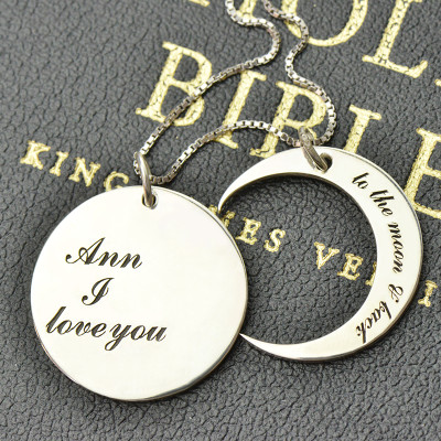 Custom Engraved 'I Love You to the Moon and Back' Necklace Sterling Silver