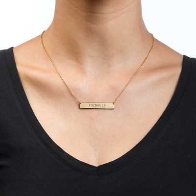 Personalised Gold Plated Engraved Bar Necklace - Get Your Custom Design Engraved