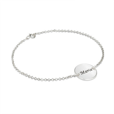 Personalised Silver Disc Anklet/Bracelet with Engraved Message