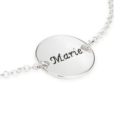Personalised Silver Disc Anklet/Bracelet with Engraved Message