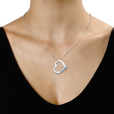 Custom Engraved Floating Heart Pendant Necklace