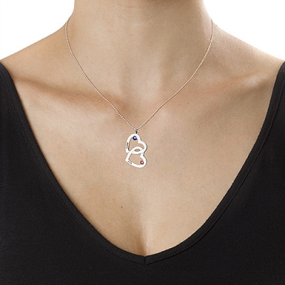 Custom Birthstone Engraved Heart Necklace