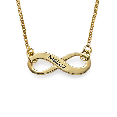 Personalised 18ct Gold Plated Infinity Necklace with Engraved Message