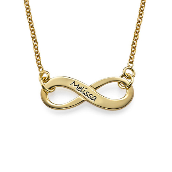 Personalised 18ct Gold Plated Infinity Necklace with Engraved Message