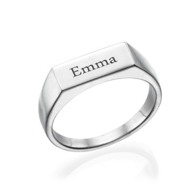 Engraved Signet Ring in Sterling Silver With My Engraved