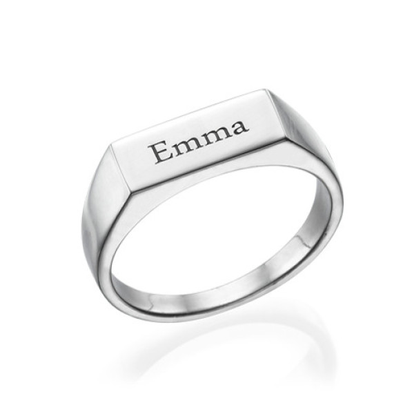Personalised Sterling Silver Engraved Signet Ring